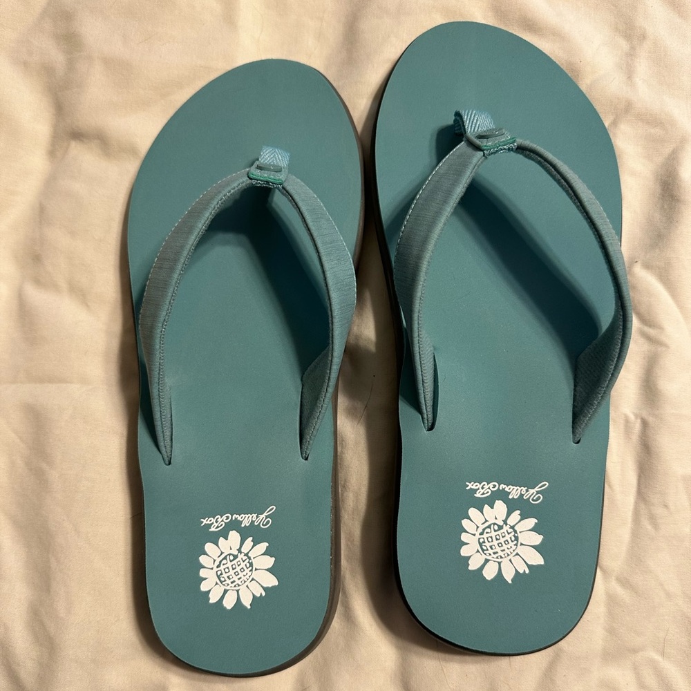 Yellow Box Teal Sandals